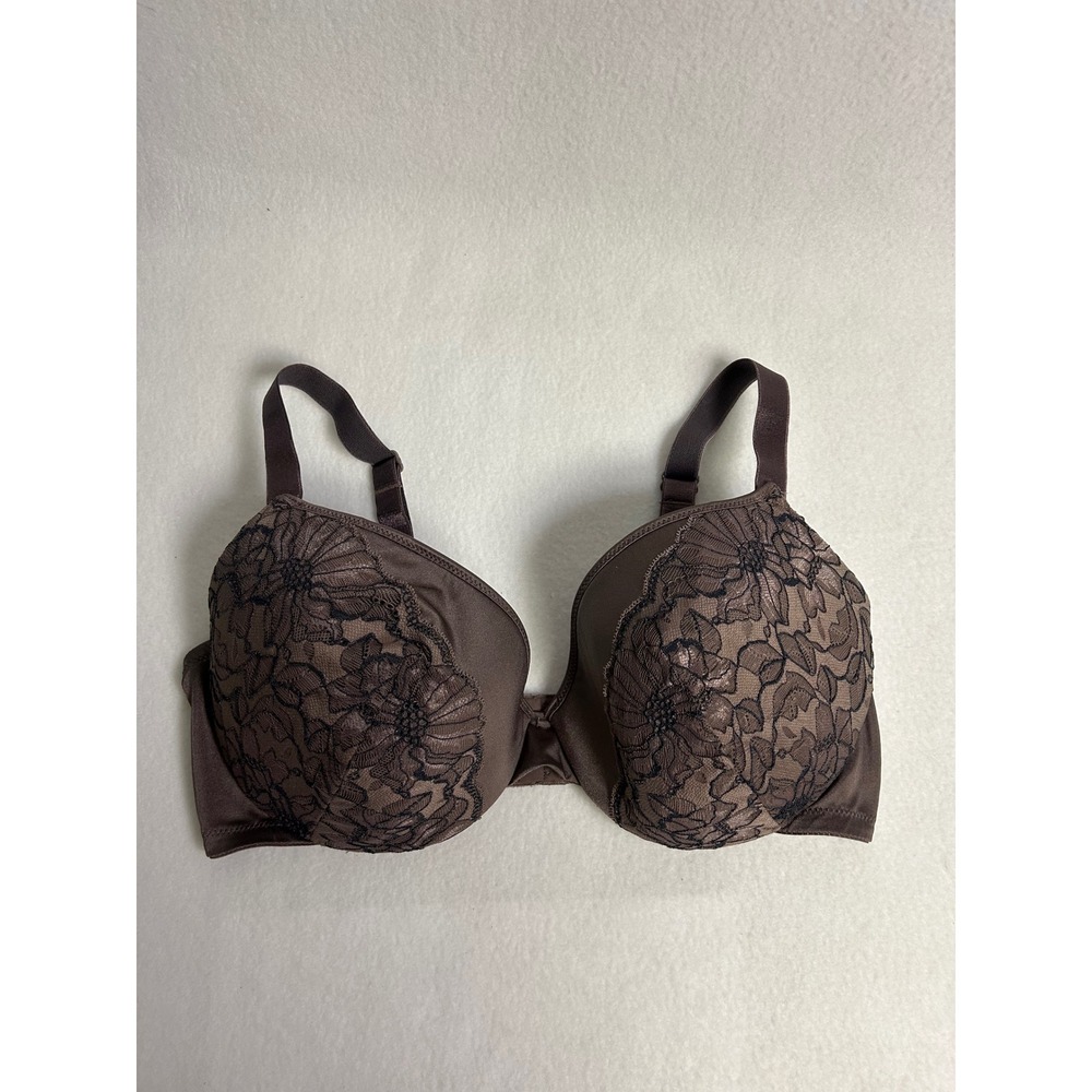 Lace Floral Just My Size Womens 40D Brown Full‎ Coverage Underwire Bra 1204